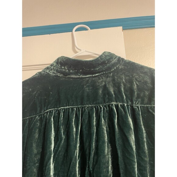 Free People Lux Velvet Shirtdress, Size L Collar with Buttons - Picture 6 of 8